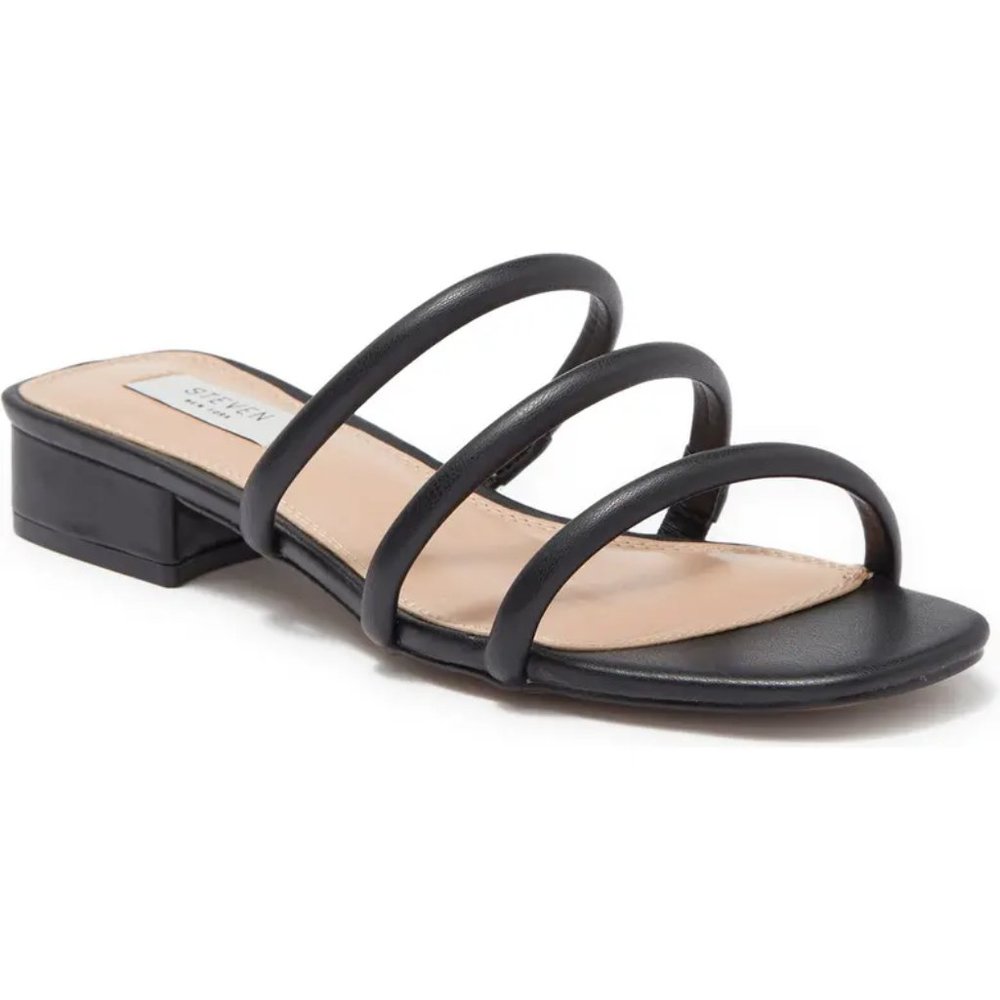 Steven New York by Steve Madden Black Harviey Strappy Slide Sandal Sz 9